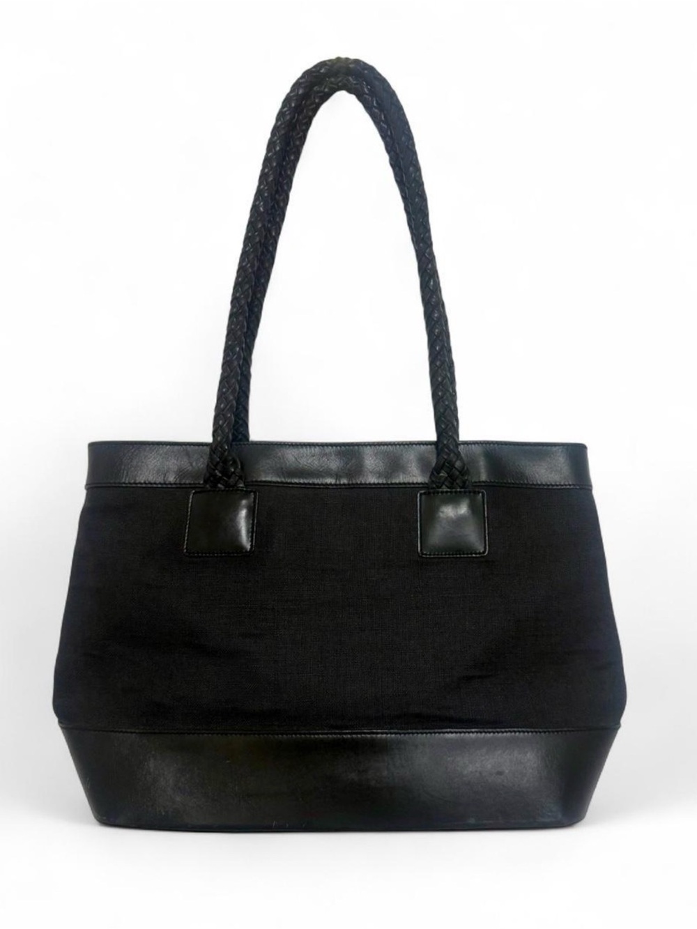 $148 🖤 Lauren Ralph Lauren Black Tote Bag (Braided Strap) - Picture 3 of 6